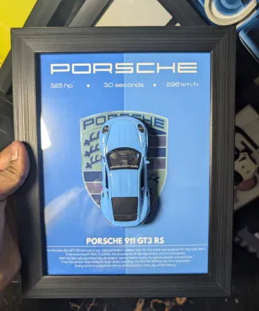 Porsche 911 GT3 3D Car Frame | With DIE-CAST Model